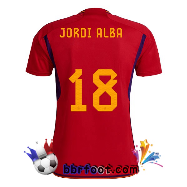 Maillots Equipe de Espagne (JORDI ALBA 18) Domicile Rouge 2022/2023