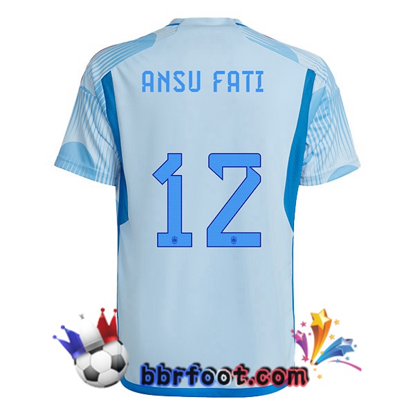 Maillots Equipe de Espagne (ANSU FATI 12) Exterieur Bleu Blanc 2022/2023