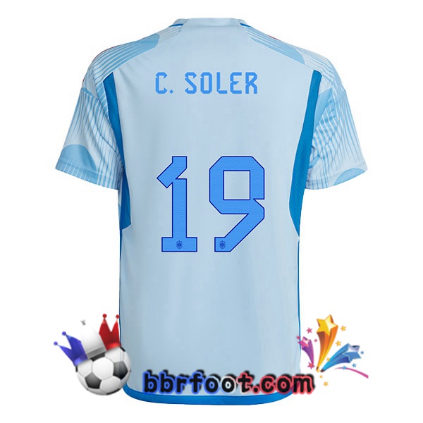 Maillots Equipe de Espagne (C. SOLER 19) Exterieur Bleu Blanc 2022/2023
