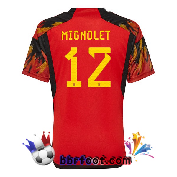 Maillots Equipe de Belgique (MIGNOLET 12) Domicile Rouge 2022/2023