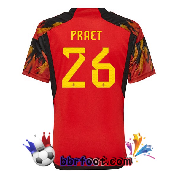 Maillots Equipe de Belgique (PRAET 26) Domicile Rouge 2022/2023