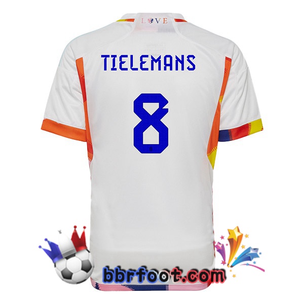 Maillots Equipe de Belgique (TIELEMANS 8) Exterieur Blanc 2022/2023