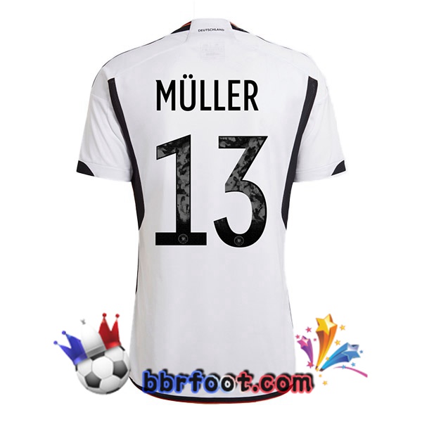 Maillots Equipe de Allemagne (MÜLLER 13) Domicile Noir Blanc 2022/2023