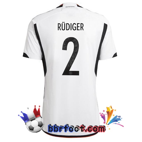 Maillots Equipe de Allemagne (RÜDIGER 2) Domicile Noir Blanc 2022/2023