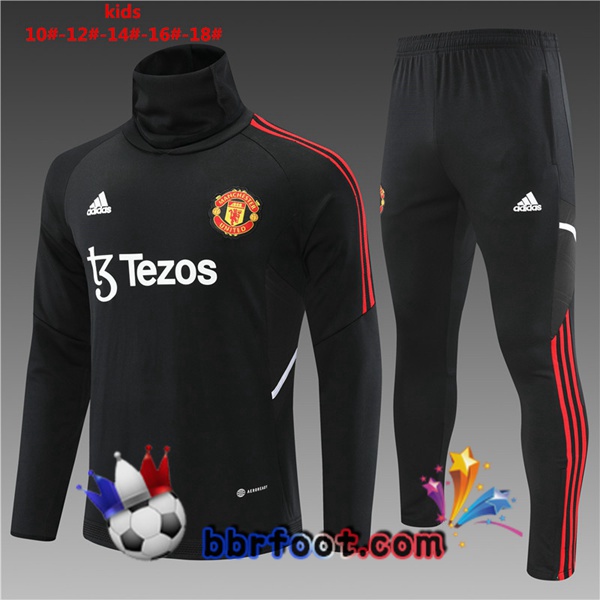 Survetement Foot Manchester United Col haut Enfant Noir 2022/2023