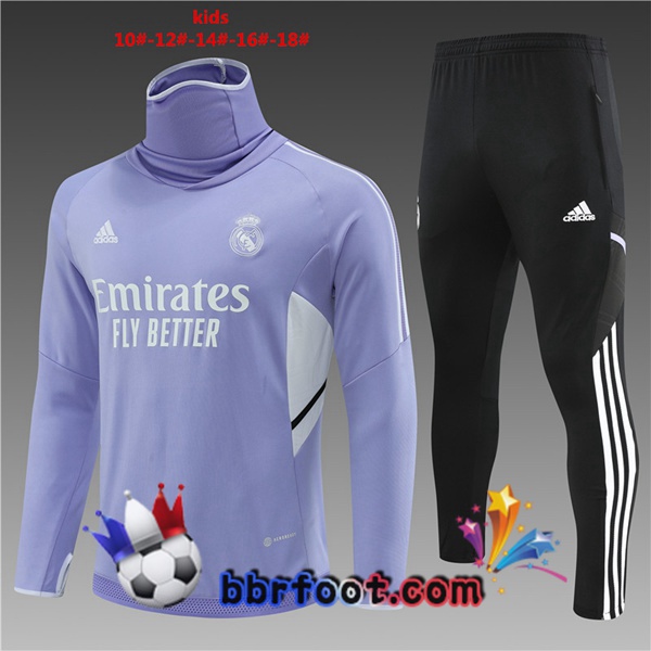 Survetement Foot Real Madrid Col haut Enfant Pourpre 2022/2023 Survetement Foot Real Madrid Col haut Enfant Pourpre 2022/2023