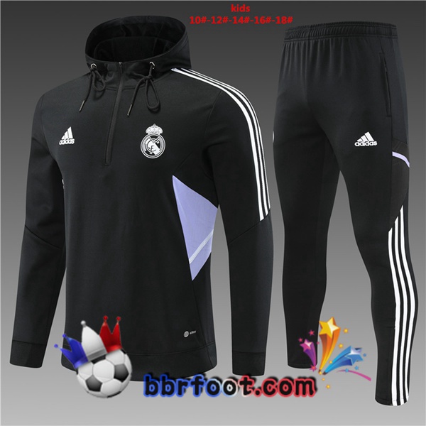 Veste A Capuche Survetement Foot Real Madrid Enfant Noir 2022/2023
