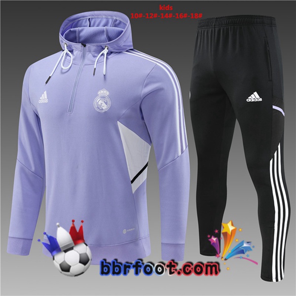 Veste A Capuche Survetement Foot Real Madrid Enfant Pourpre 2022/2023 Veste A Capuche Survetement Foot Real Madrid Enfant Pourpre 2022/2023