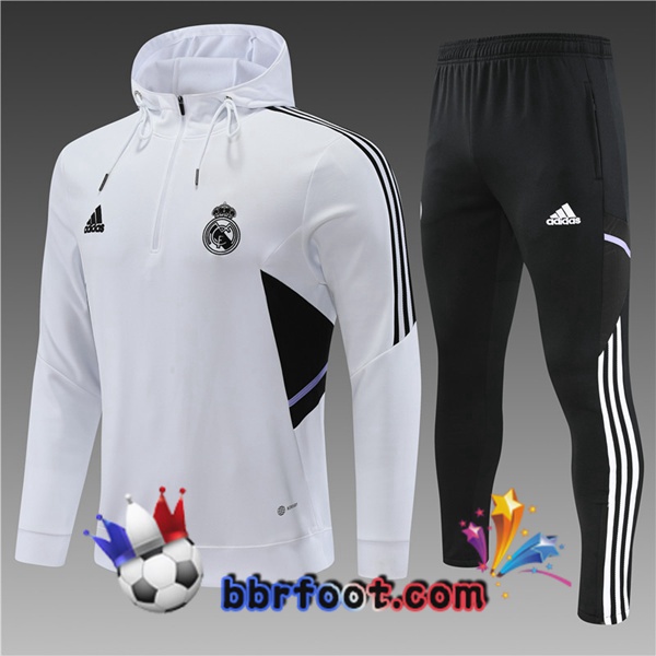 Veste A Capuche Survetement Foot Real Madrid Enfant Blanc 2022/2023