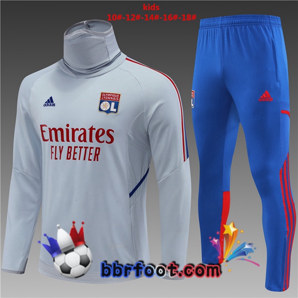Survetement Foot Lyon OL Col haut Enfant Gris 2022/2023