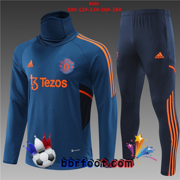 Survetement Foot Manchester United Col haut Enfant Bleu 2022/2023
