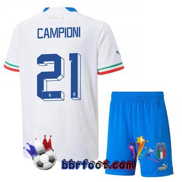 Maillots Equipe De Italie (Campioni 21) Enfant Exterieur Blanc 2022/2023