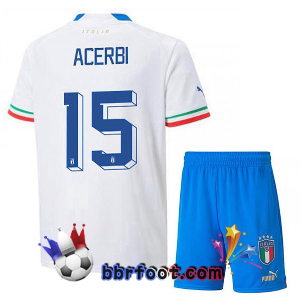 Maillots Equipe De Italie (Acerbi 15) Enfant Exterieur Blanc 2022/2023