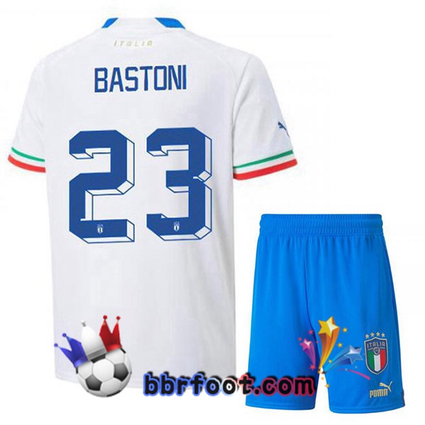 Maillots Equipe De Italie (Bastoni 23) Enfant Exterieur Blanc 2022/2023