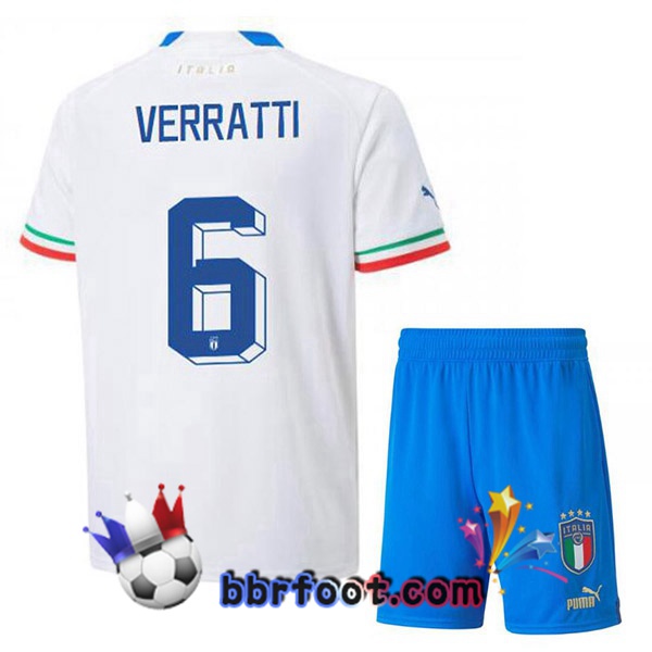 Maillots Equipe De Italie (Verratti 6) Enfant Exterieur Blanc 2022/2023