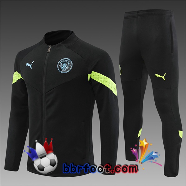 Veste Survetement Foot Manchester City Enfant Noir 2022/2023