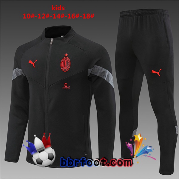 Veste Survetement Foot AC Milan Enfant Noir 2022/2023