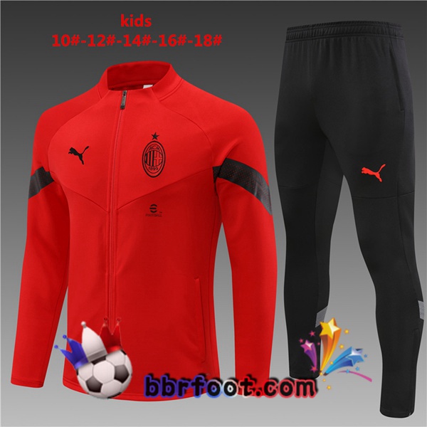 Veste Survetement Foot AC Milan Enfant Rouge 2022/2023