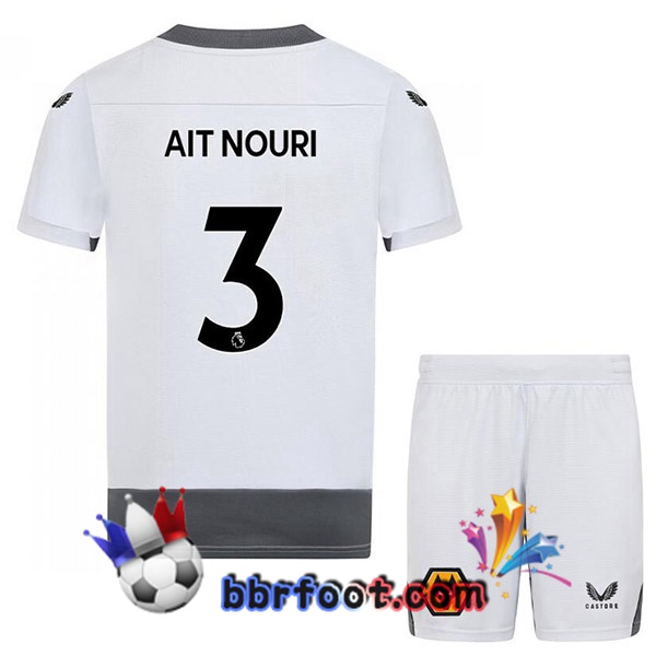 Maillot Foot Wolves (AIT-NOURI 3) Enfant Third Blanc Gris 2022/2023