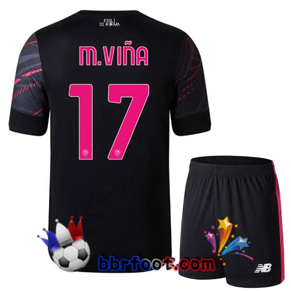 Maillot Foot AS Roma (M.VIÑA 17) Enfant Third Noir 2022/2023