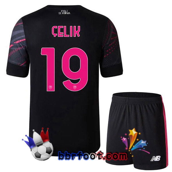 Maillot Foot AS Roma (ÇELIK 19) Enfant Third Noir 2022/2023 Maillot Foot AS Roma (ÇELIK 19) Enfant Third Noir 2022/2023