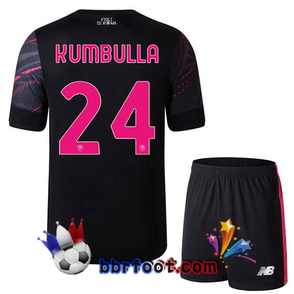 Maillot Foot AS Roma (KUMBULLA 24) Enfant Third Noir 2022/2023