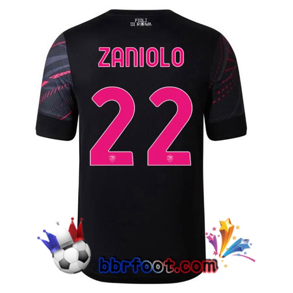 Maillot Foot AS Roma (ZANIOLO 22) Third Noir 2022/2023