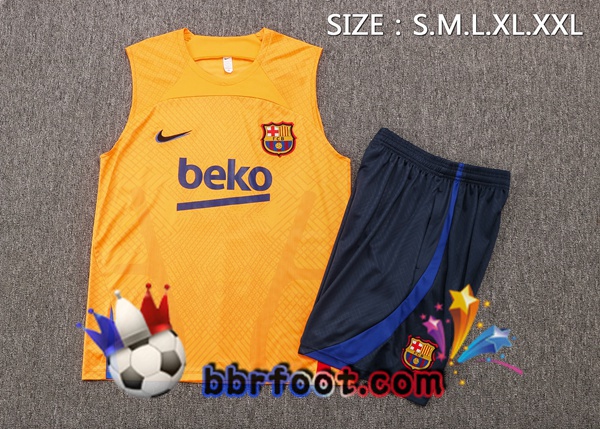 Gilet Foot FC Barcelone + Shorts Orange 2022/2023