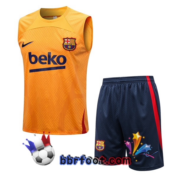 Gilet Foot FC Barcelone + Shorts Orange 2022/2023