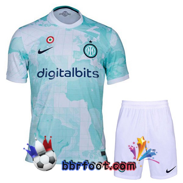Maillot Foot Inter Milan Enfant Exterieur Blanc Vert 2022/2023