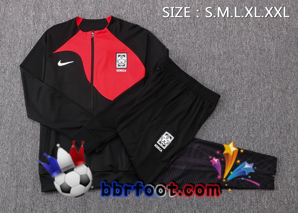 Veste Survetement Foot Corée Noir Rouge 2022/2023