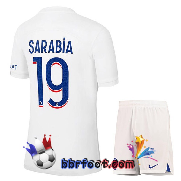 Maillot Foot Paris PSG (SARABIA 19) Enfant Third Blanc 2022/2023