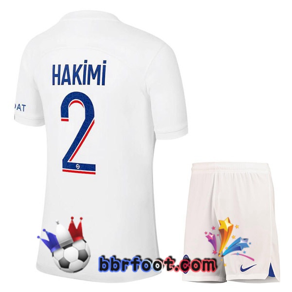 Maillot Foot Paris PSG (HAKIMI 2) Enfant Third Blanc 2022/2023