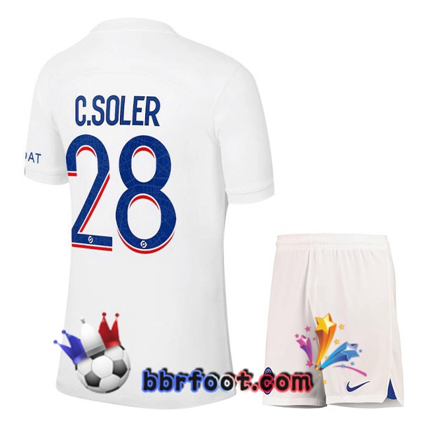 Maillot Foot Paris PSG (C. SOLER 28) Enfant Third Blanc 2022/2023