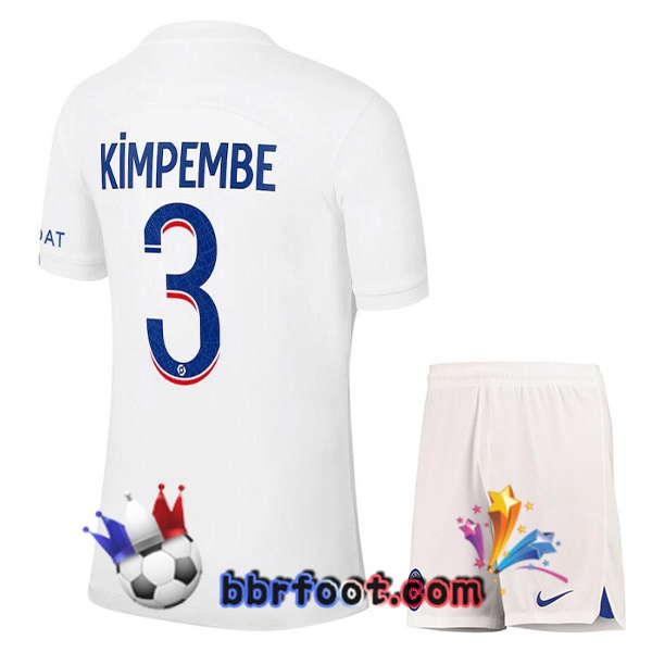 Maillot Foot Paris PSG (KIMPEMBE 3) Enfant Third Blanc 2022/2023