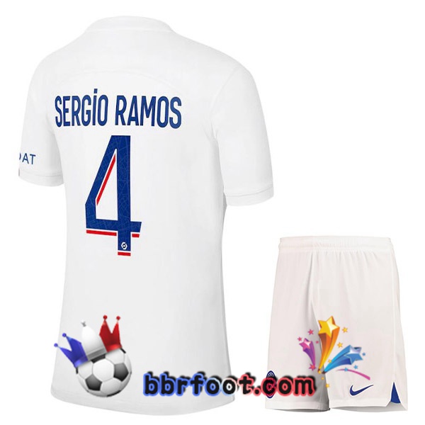 Maillot Foot Paris PSG (SERGIO RAMOS 4) Enfant Third Blanc 2022/2023