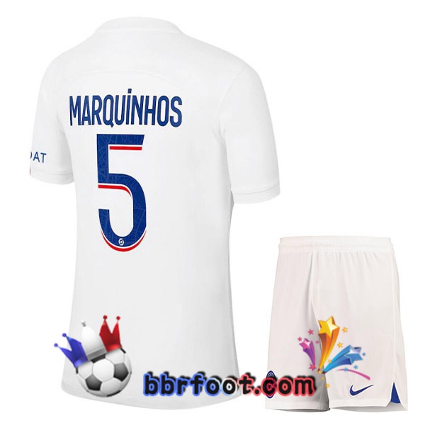 Maillot Foot Paris PSG (MARQUINHOS 5) Enfant Third Blanc 2022/2023
