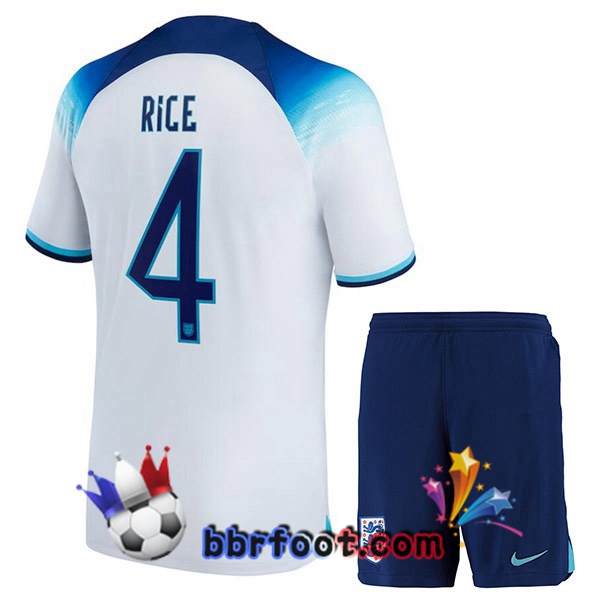 Maillots Equipe De Angleterre (RICE 4) Enfant Domicile Blanc 2022/2023