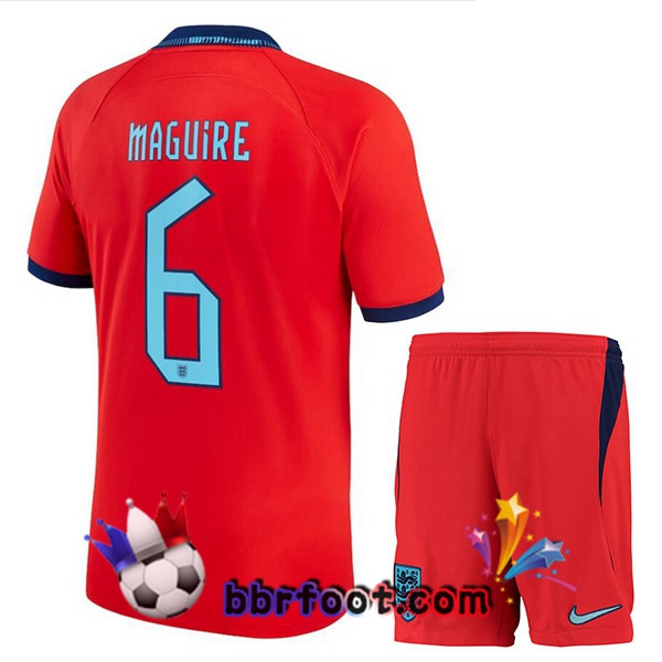 Maillots Equipe De Angleterre (MAGUIRE 6) Enfant Exterieur Rouge 2022/2023