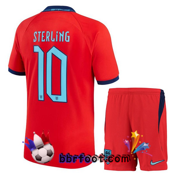 Maillots Equipe De Angleterre (STERLING 10) Enfant Exterieur Rouge 2022/2023