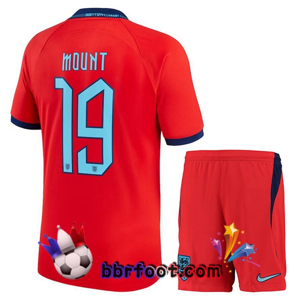 Maillots Equipe De Angleterre (MOUNT 19) Enfant Exterieur Rouge 2022/2023