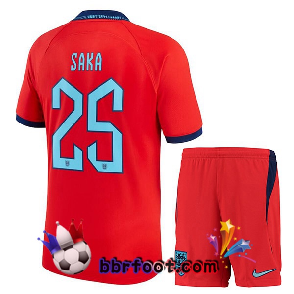 Maillots Equipe De Angleterre (SAKA 25) Enfant Exterieur Rouge 2022/2023
