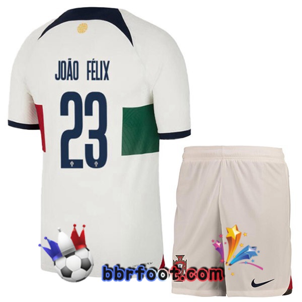 Maillots Equipe De Portugal (JOÃO FÉLIX 23) Enfant Exterieur Blanc Rouge 2022/2023