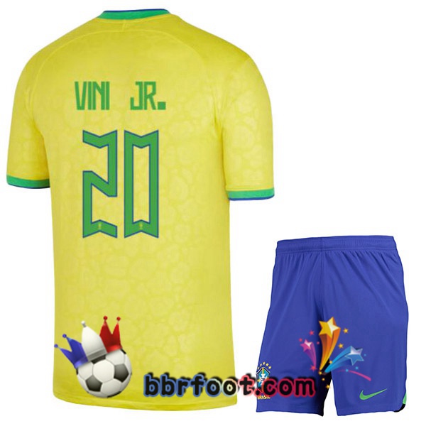 Maillots Equipe De Bresil (VINI JR. 20) Enfant Domicile Jaune 2022/2023
