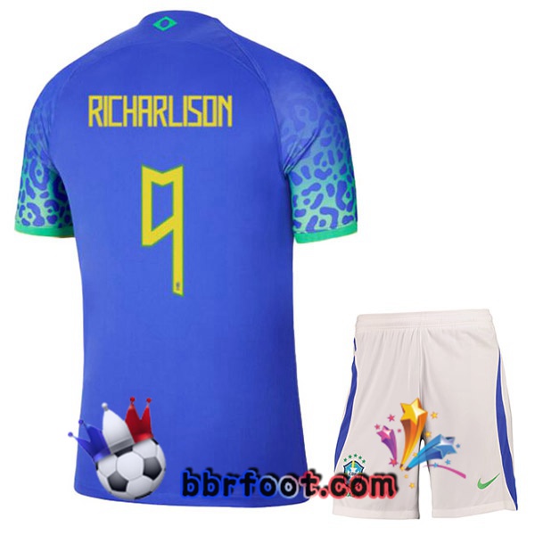 Maillots Equipe De Bresil (RICHARLISON 9) Enfant Exterieur Bleu 2022/2023