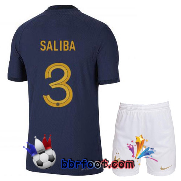 Maillots Equipe De France (SALIBA 3) Enfant Domicile Bleu Royal 2022/2023
