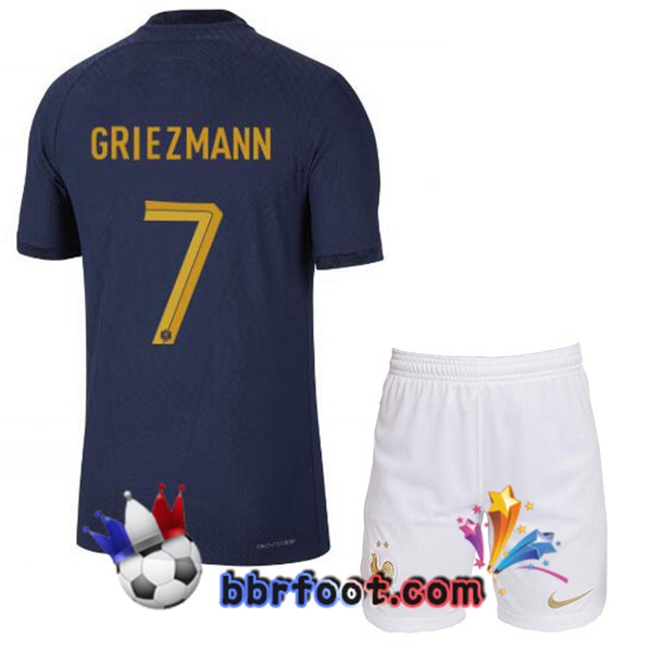 Maillots Equipe De France (GRIEZMANN 7) Enfant Domicile Bleu Royal 2022/2023