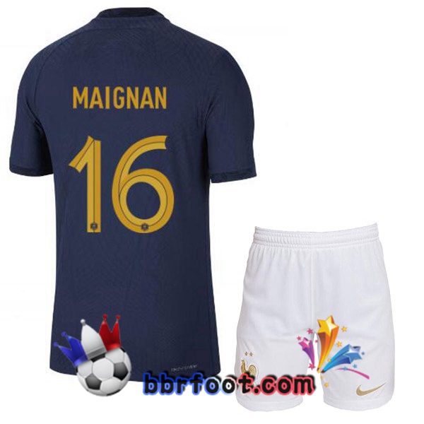 Maillots Equipe De France (MAIGNAN 16) Enfant Domicile Bleu Royal 2022/2023