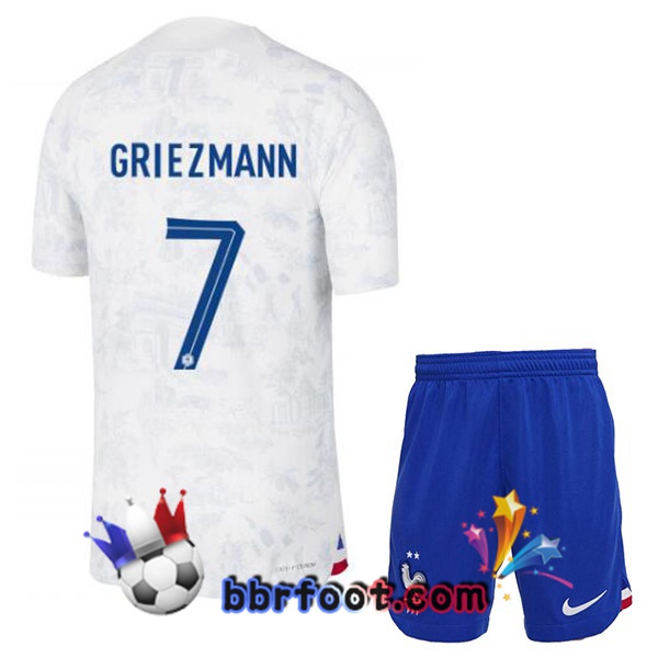 Maillots Equipe De France (GRIEZMANN 7) Enfant Exterieur Blanc 2022/2023