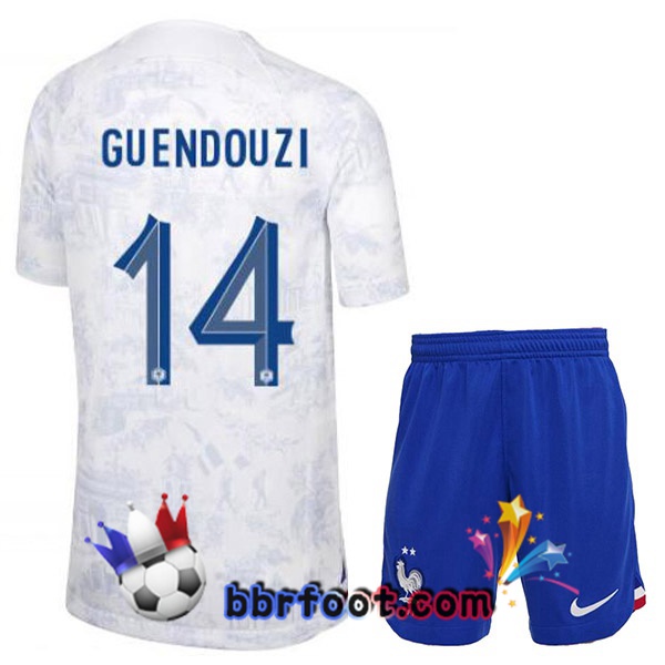 Maillots Equipe De France (GUENDOUZI 14) Enfant Exterieur Blanc 2022/2023
